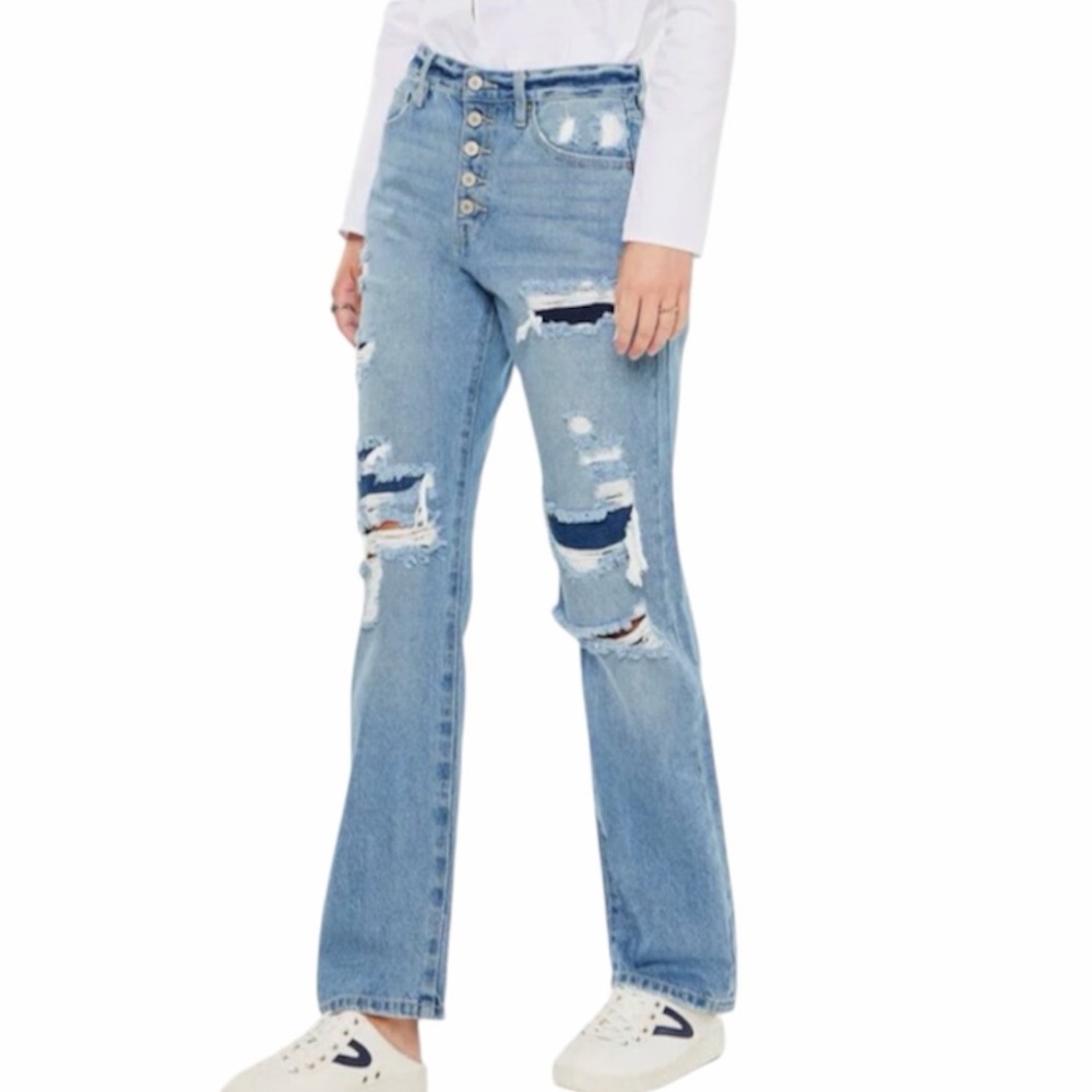 KanCan Briar Ultra High Rise 90's Boyfriend Button Fly Jeans Size 5/26